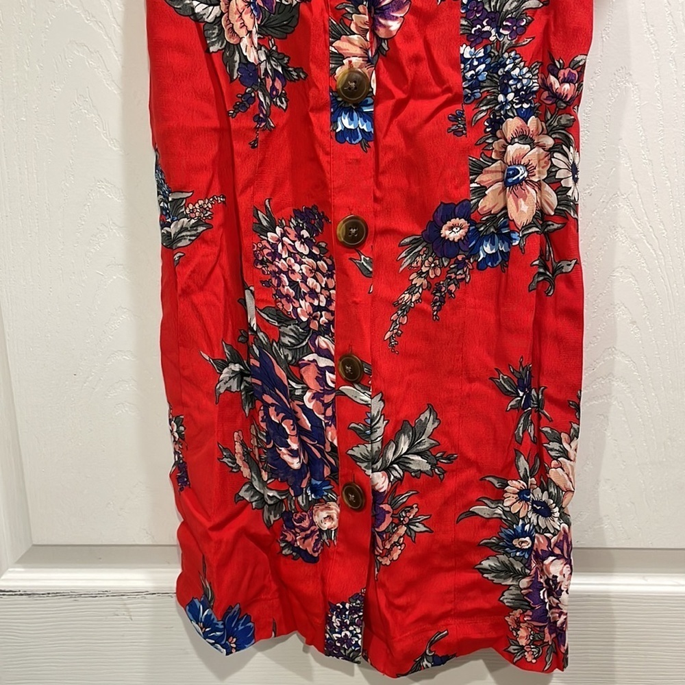 Anthropologie Red Floral Mini Dress - Picture 6 of 10